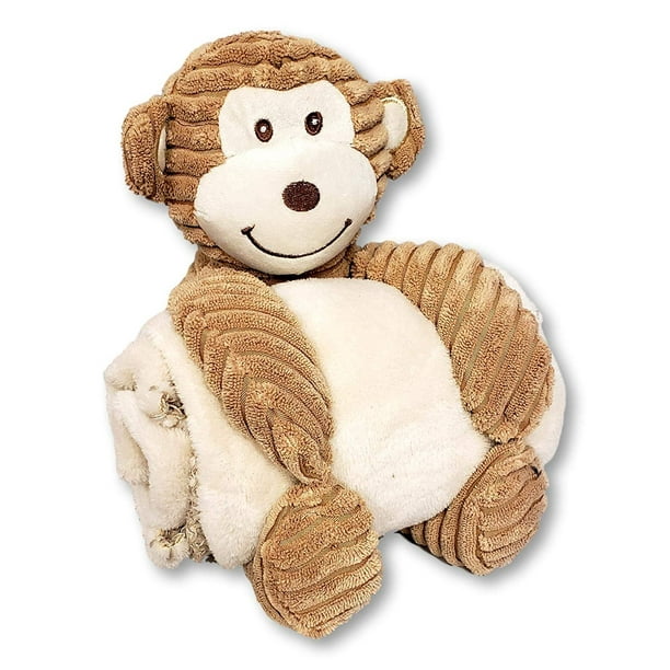 Monkey Baby Shower Gift Plush Security Blanket Comforter Animal Lovey